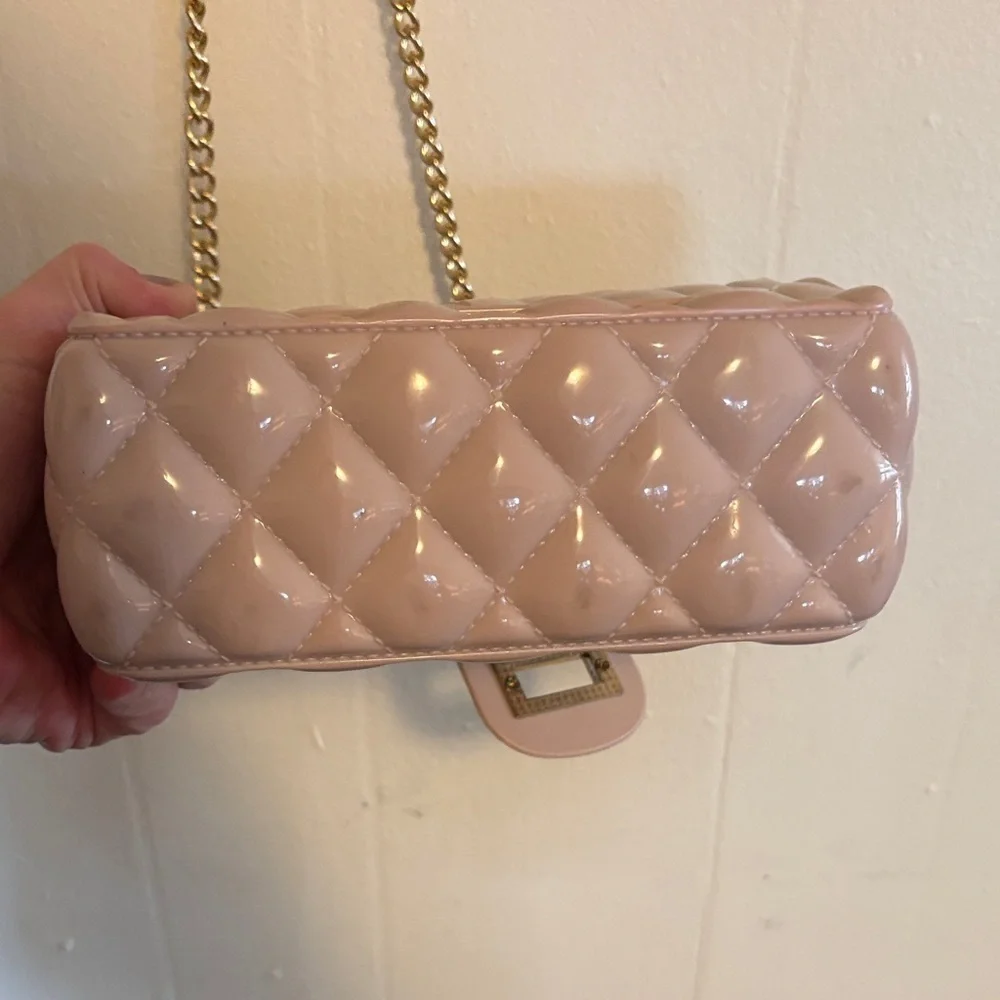 Elegant Pink jelly Quilted Handbag with chain strap